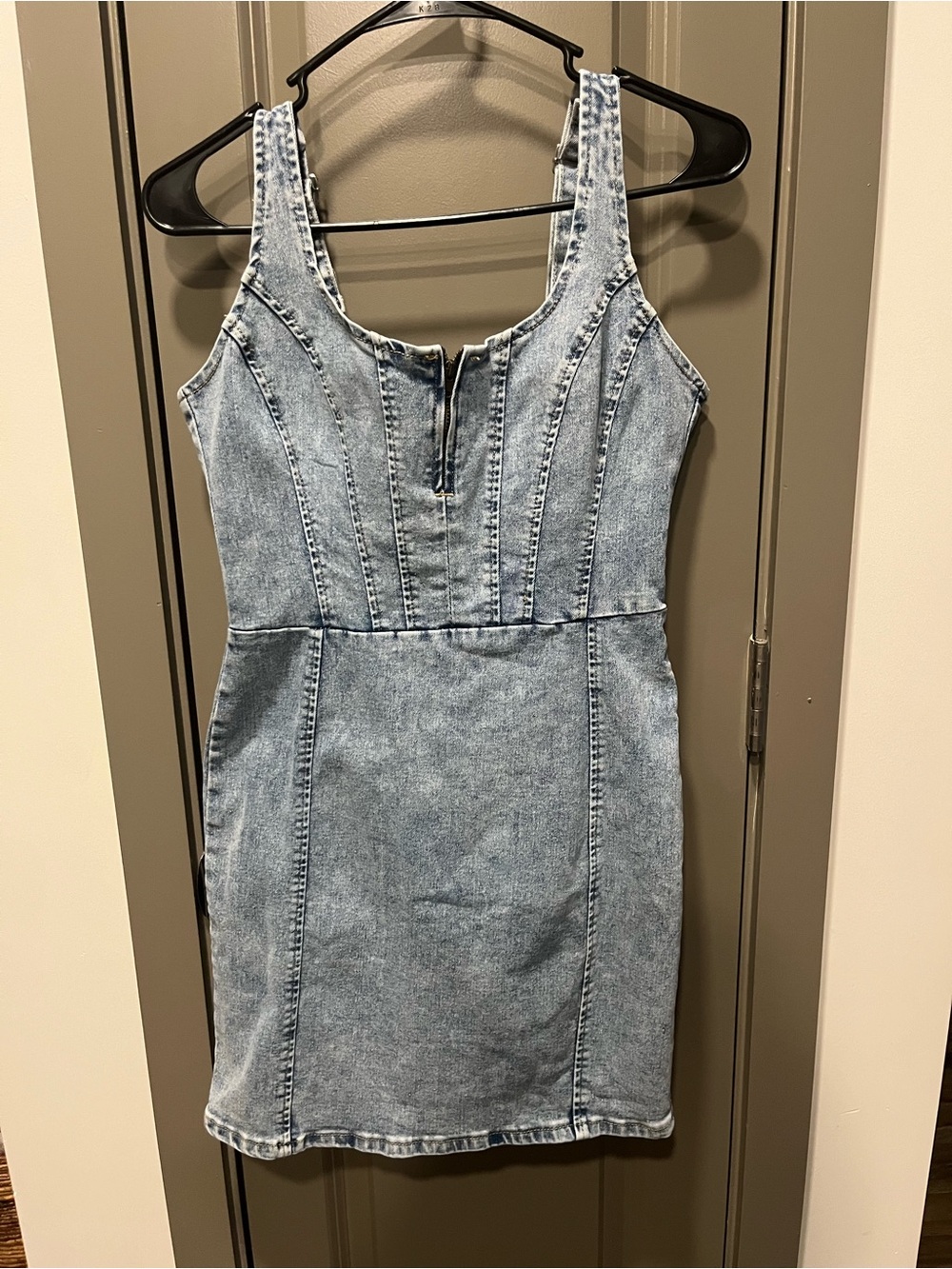 Source Unknown Light Blue Denim Tank Dress